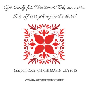 Coupon Code: CHRISTMASINJULY2016
